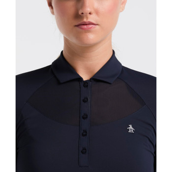 Polo manches longues Mesh Yoke Black Iris Femme