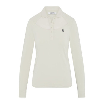 Polo manches longues Mesh Yoke Silver Birch Femme