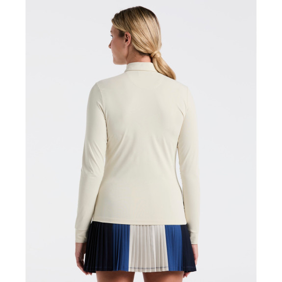 Polo manches longues Mesh Yoke Silver Birch Femme