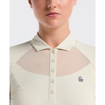 Polo manches longues Mesh Yoke Silver Birch Femme