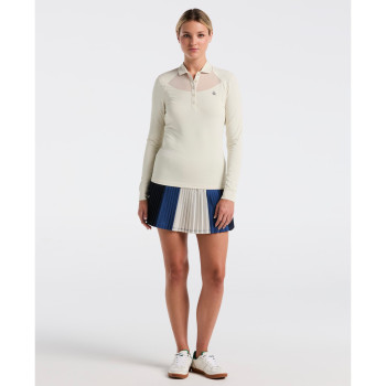 Polo manches longues Mesh Yoke Silver Birch Femme