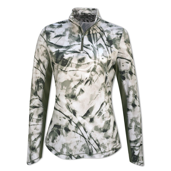 Polo manches longues Nature Print  Brilliant White Femme