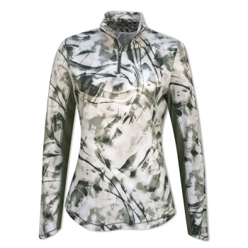 Polo manches longues Nature Print  Brilliant White Femme Polo manches longues Nature Print  Brilliant White Femme