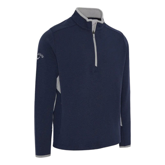 Pull 1/4 Zip Blocked LS Peacoat Homme