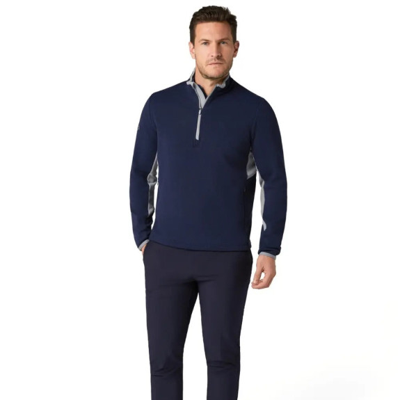 Pull 1/4 Zip Blocked LS Peacoat Homme