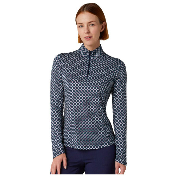 Polo 1/4 Zip manches longues Mini Geo Peacoat...