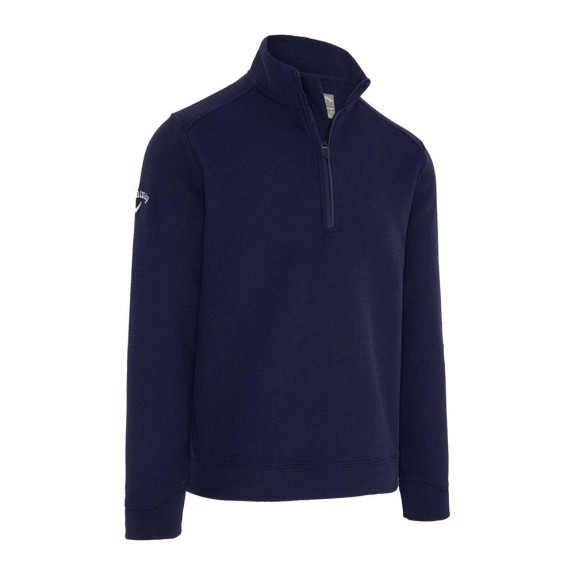 Pull 1/4 Zip Long Sleeve Waffle Peacoat Homme