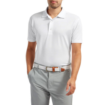 Polo Stretch Pique Solid à Col en Tricot Côtelé  Blanc Homme Polo Stretch Pique Solid à Col en Tricot Côtelé  Blanc Homme