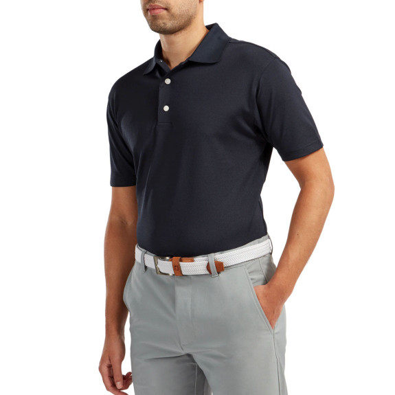 Polo Stretch Pique Solid à Col en Tricot Côtelé  Marine Homme