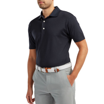 Polo Stretch Pique Solid à Col en Tricot Côtelé  Marine Homme Polo Stretch Pique Solid à Col en Tricot Côtelé  Marine Homme
