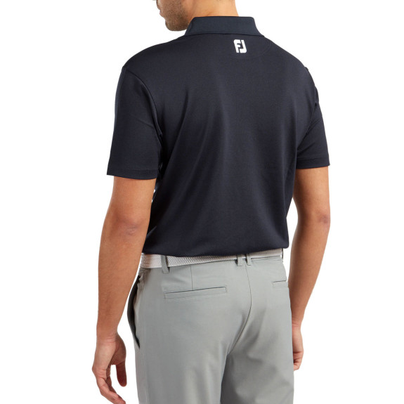 Polo Stretch Pique Solid à Col en Tricot Côtelé  Marine Homme