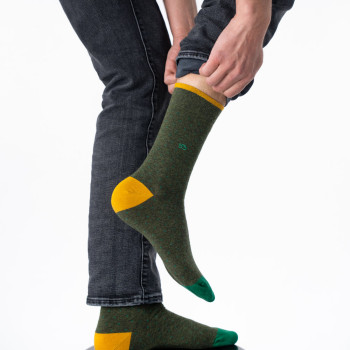 Chaussettes en coton peigné Kaki Homme