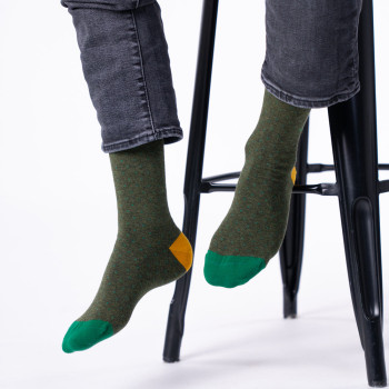 Chaussettes en coton peigné Kaki Homme