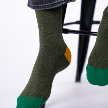 Chaussettes en coton peigné Kaki Homme