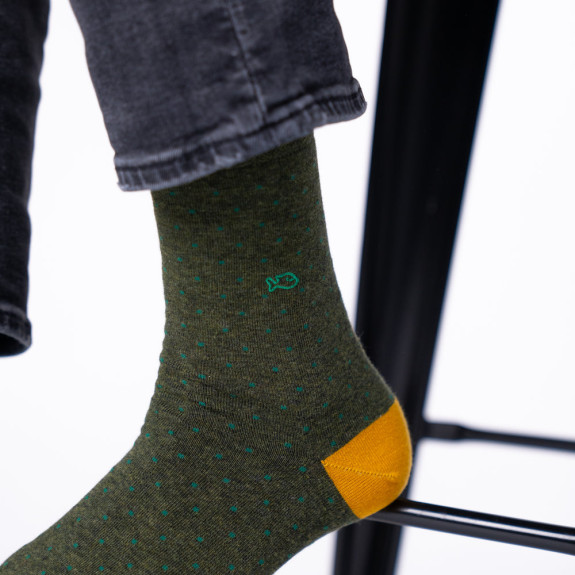 Chaussettes en coton peigné Kaki Homme