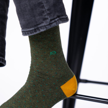 Chaussettes en coton peigné Kaki Homme
