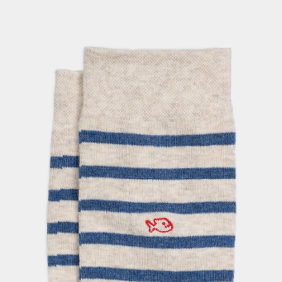 Chaussettes en coton peigné Bleu Beige Homme