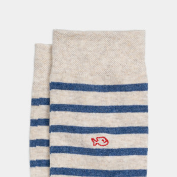 Chaussettes en coton peigné Bleu Beige Homme