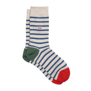 Chaussettes en coton peigné Bleu Beige Homme