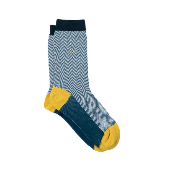 Chaussettes Chevrons en coton peigné Emeraude...