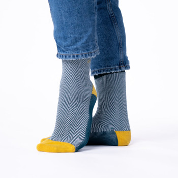 Chaussettes Chevrons en coton peigné Emeraude Homme