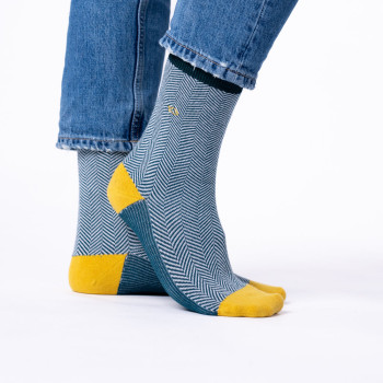 Chaussettes Chevrons en coton peigné Emeraude Homme