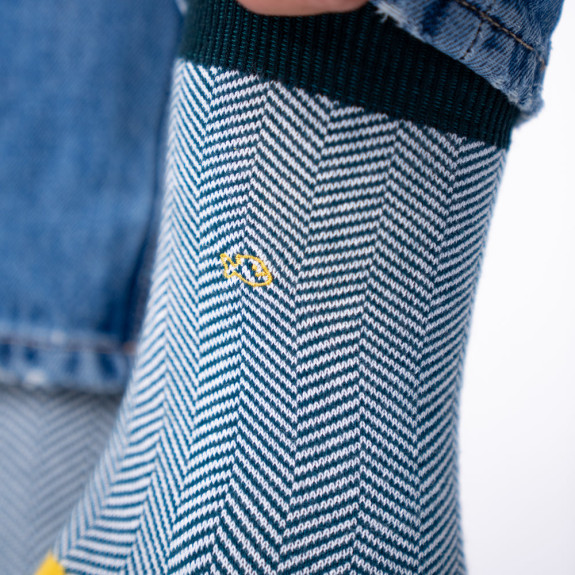Chaussettes Chevrons en coton peigné Emeraude...