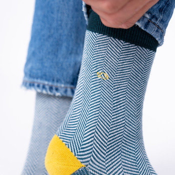 Chaussettes Chevrons en coton peigné Emeraude Homme
