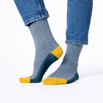 Chaussettes Chevrons en coton peigné Emeraude Homme