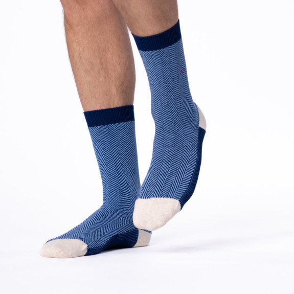 Chaussettes Chevrons en coton peigné Brume...