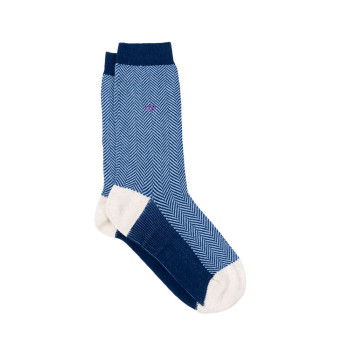 Chaussettes Chevrons en coton peigné Brume Marine Homme