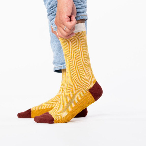 Chaussettes Chevrons en coton peigné Dune Homme
