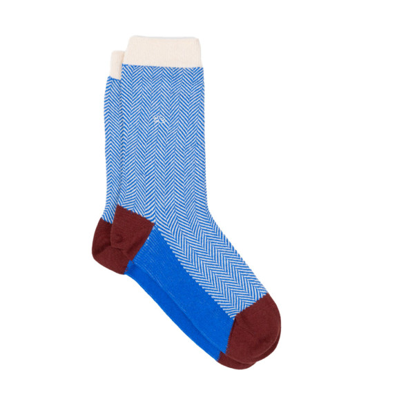 Chaussettes Chevrons en coton peigné Merle Bleu...