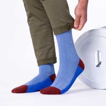 Chaussettes Chevrons en coton peigné Merle Bleu Homme