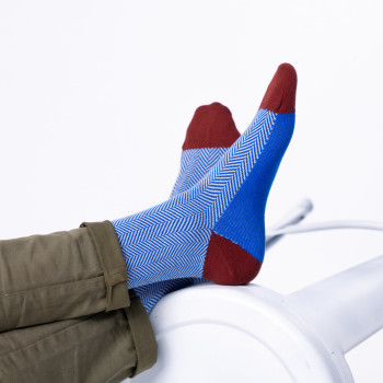 Chaussettes Chevrons en coton peigné Merle Bleu Homme