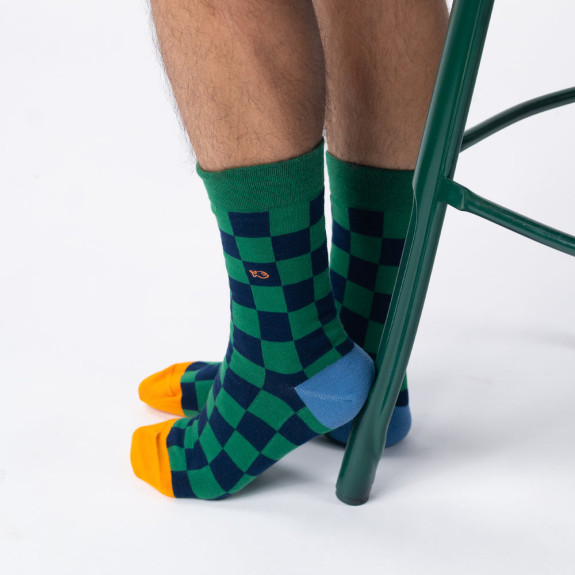 Chaussettes à Carreaux en coton peigné Bakou Homme