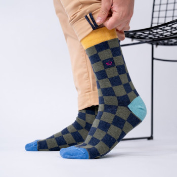 Chaussettes à Carreaux en coton peigné Brooklands Homme 2