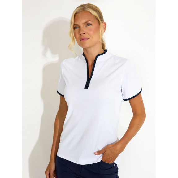 Polo 1/4 Zip Turnberry White Navy Femme