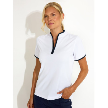 Polo 1/4 Zip Turnberry White Navy Femme