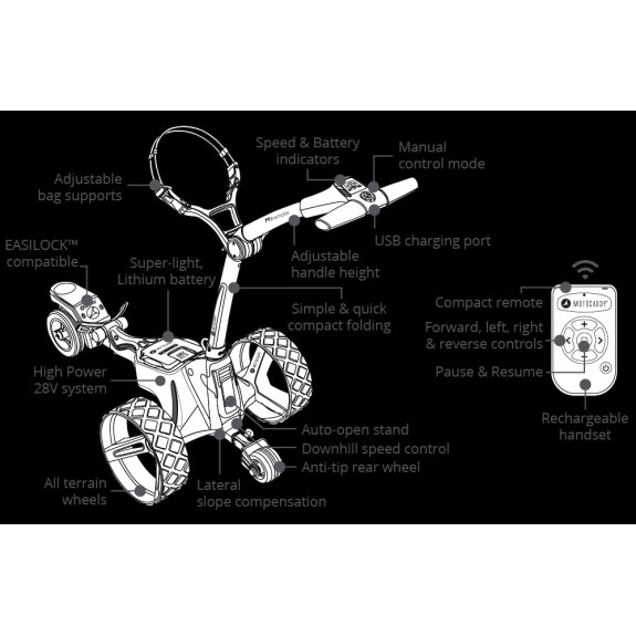 Chariot Electrique M7 Remote GPS DHC Graphite (Lithium)