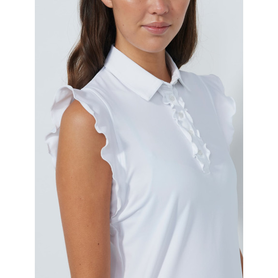 Polo sans manches Frill White Femme