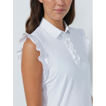 Polo sans manches Frill White Femme