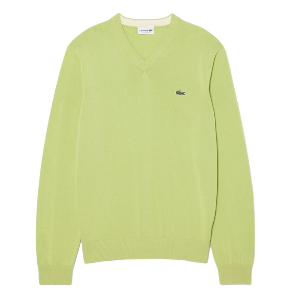 Pull Col V Vert Homme