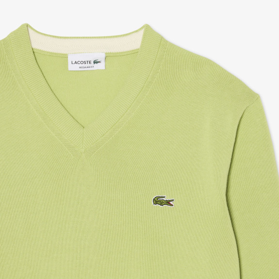 Pull Col V Vert Homme