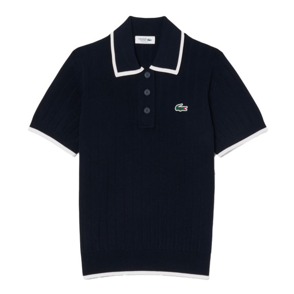 Pull Col Polo Manches Courtes Navy Femme