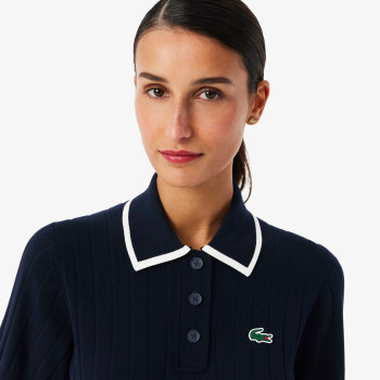 Pull Col Polo Manches Courtes Navy Femme