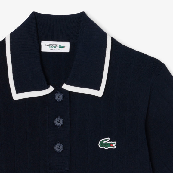Pull Col Polo Manches Courtes Navy Femme