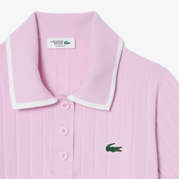 Pull Col Polo Manches Courtes Rose Femme 2