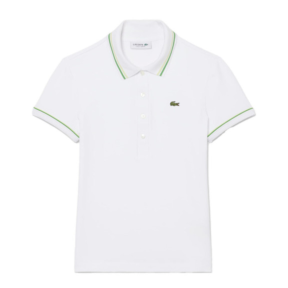 Polo L.12.D slim fit liserés Blanc Femme