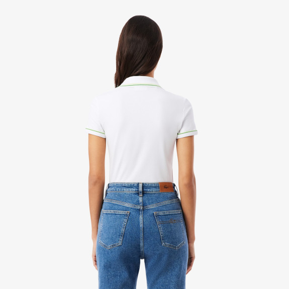 Polo L.12.D slim fit liserés Blanc Femme